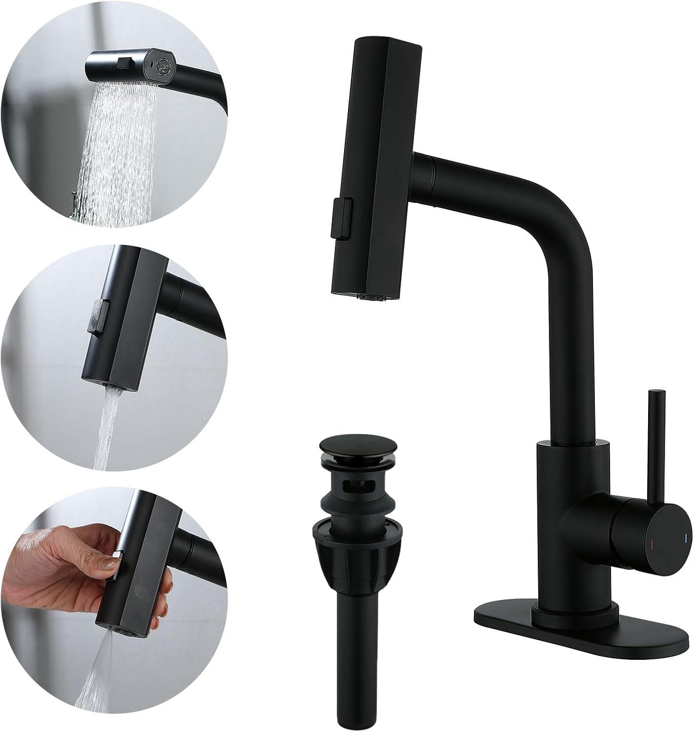 Matte Black Stainless Steel Pull Down Sprayer Faucet