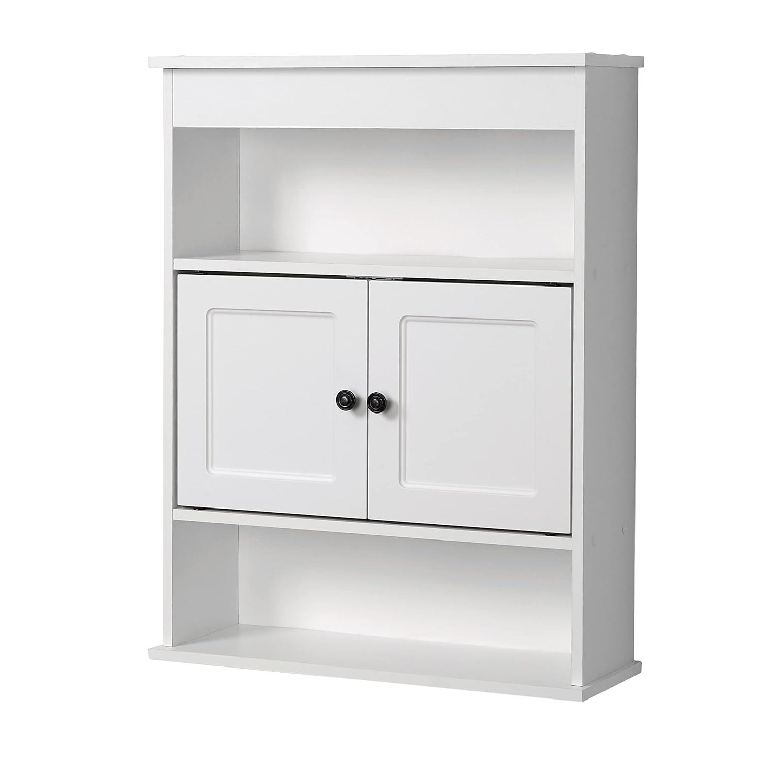 Zenna Home Engineered Wood Bathroom Wall Cabinet with 3 Shelves, White
