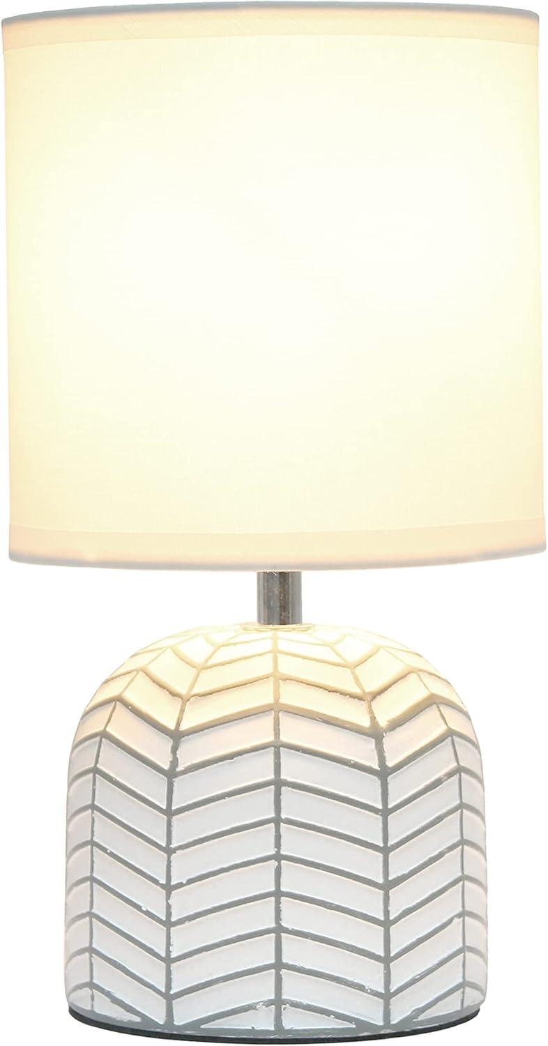 10.43" Petite Contemporary Webbed Waves Base Bedside Lamp with White Drum Shade - Simple Designs: ETL Listed, No Assembly Required
