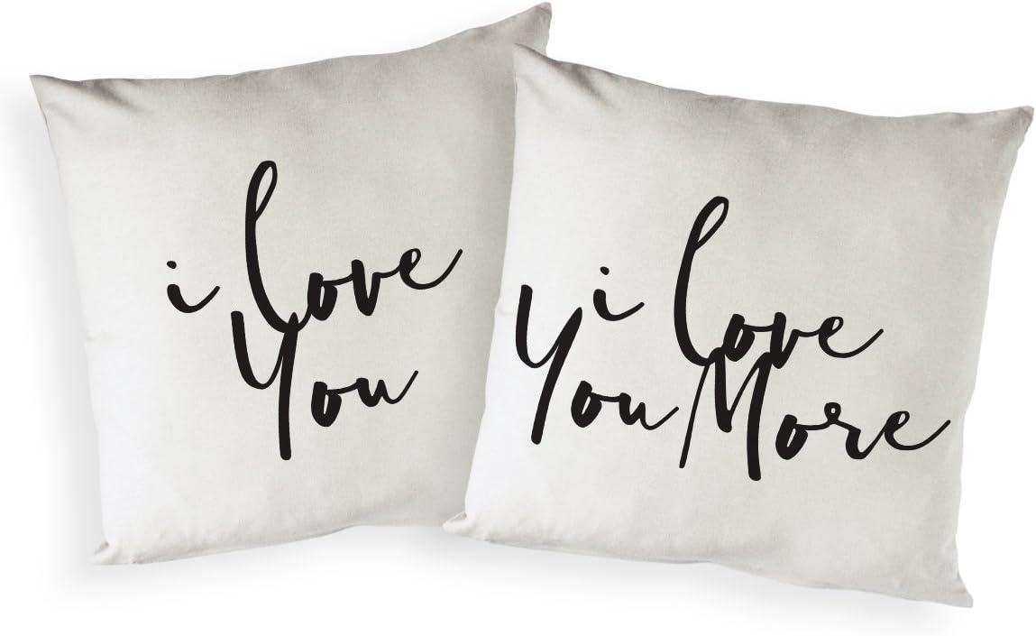 I Love You Cotton Canvas Euro Pillow Covers, 2-Pack