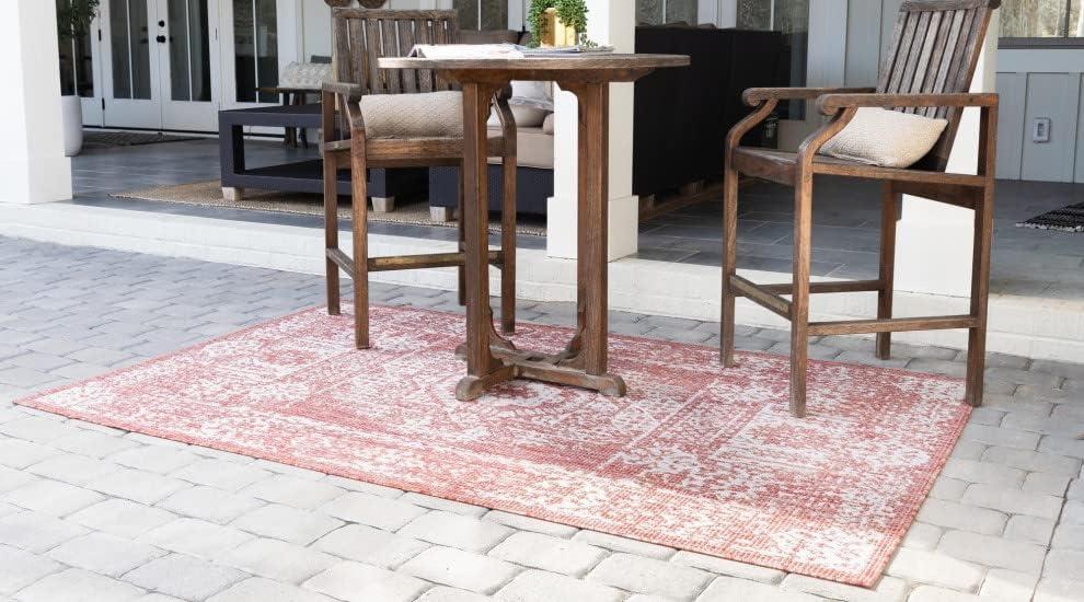 Unique Loom Outdoor Traditional Timeworn Geometric Woven Area Rug