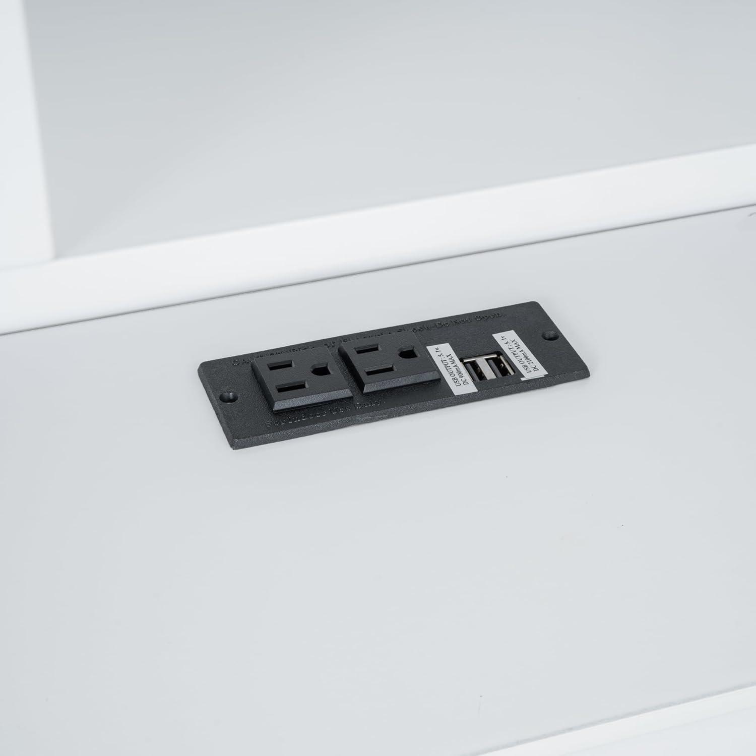 Harper & Bright Designs King Size Platform Bed with Bookcase Headboard and Storage Drawers, Wood King Storage Bed Frame with USB for Boys Girls Adults, White