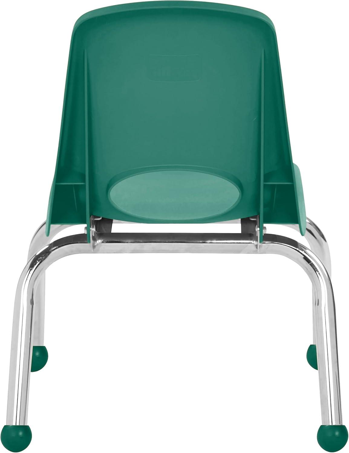 Green Stacking Student Chair with Chromed Steel Legs