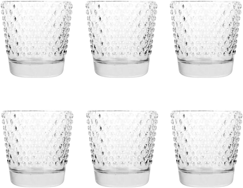 Koyal Wholesale Hobnail Glass Candle Holder (Pack of 6), 2.5 x 2.4"