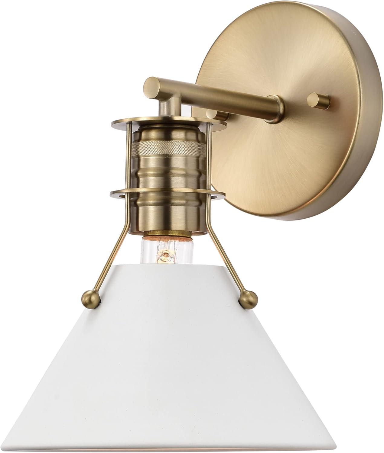 Nuvo Lighting Outpost 1 Light Wall Sconce Matte White with Burnished Brass