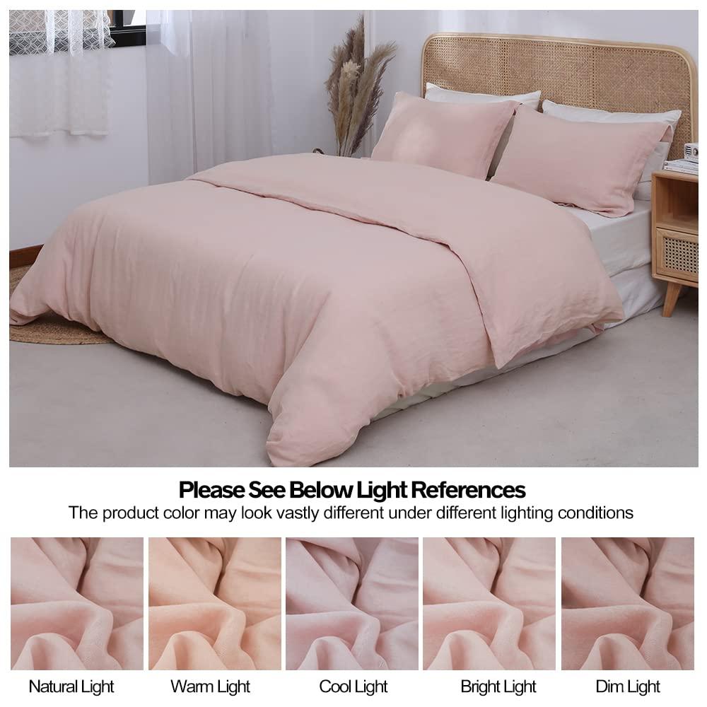 Simple&Opulence 100% Linen Duvet Cover Set with Washed-French Flax-2 Pieces Solid Color Basic Style Bedding Set-Breathable Soft Comforter Cover with 1 Pillowsham(Twin,Linen)