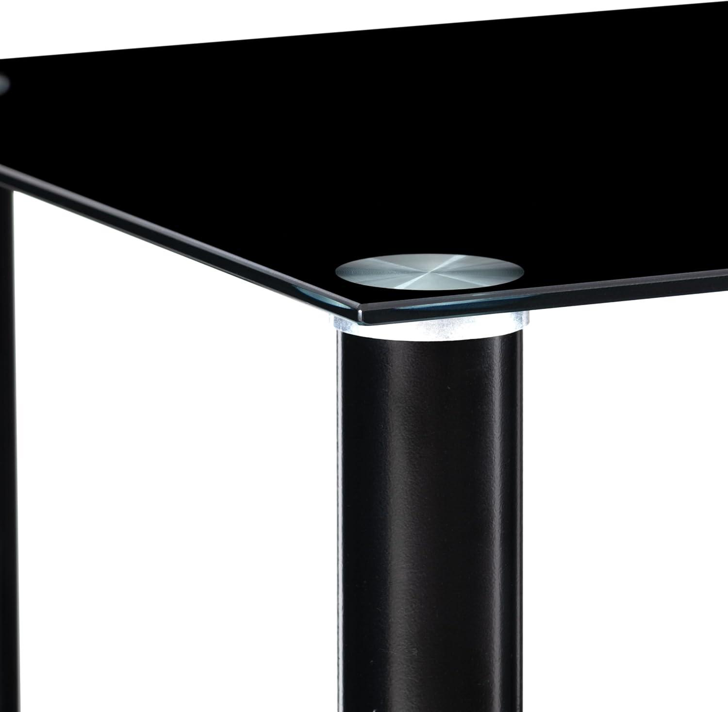 CorLiving Laurent Black Tempered Glass and Metal Customizable 5-Tier Media Component Stand