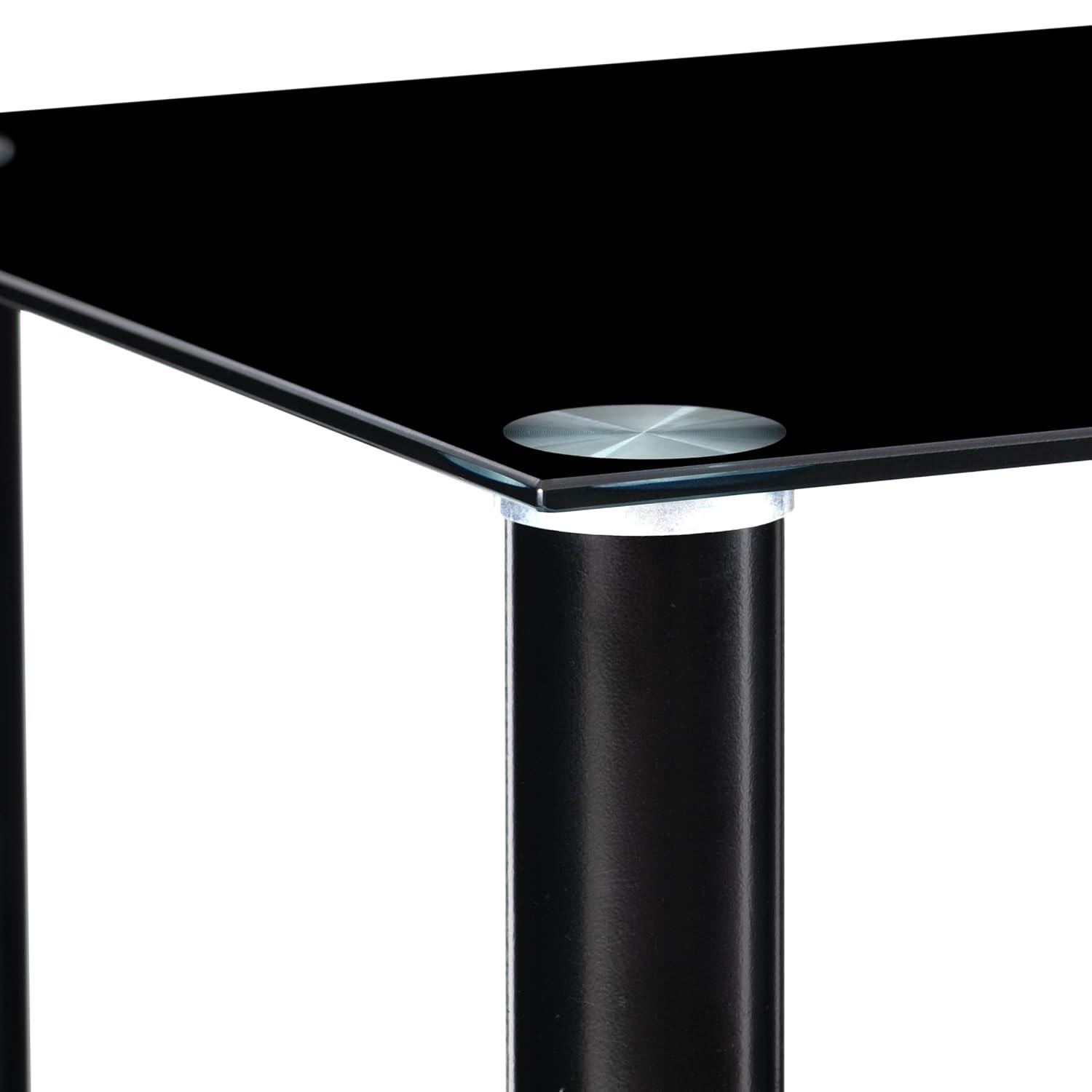 CorLiving Laurent Black Tempered Glass and Metal Customizable 5-Tier Media Component Stand