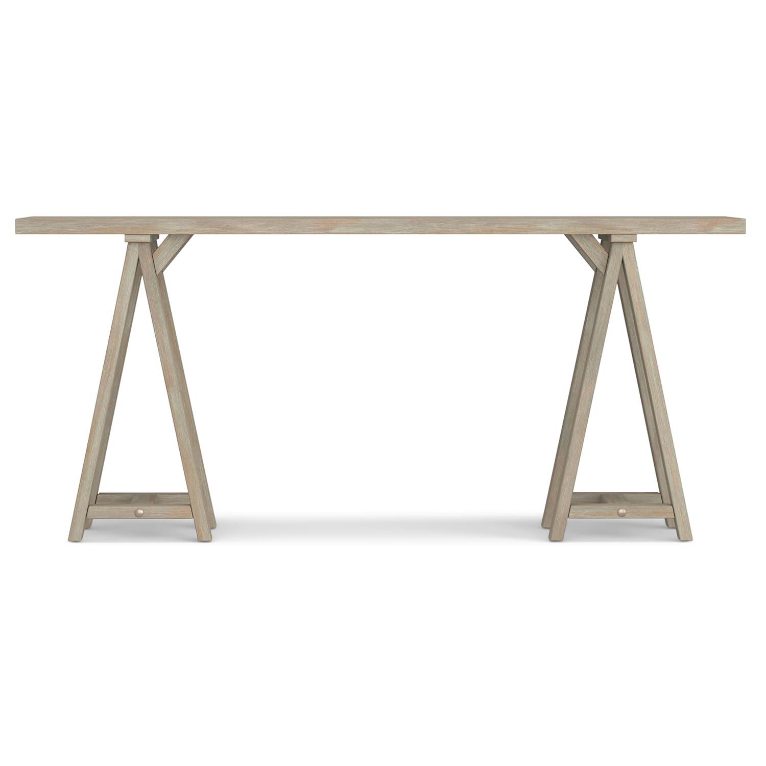 Simpli Home Sawhorse Console Table in Distressed Gray