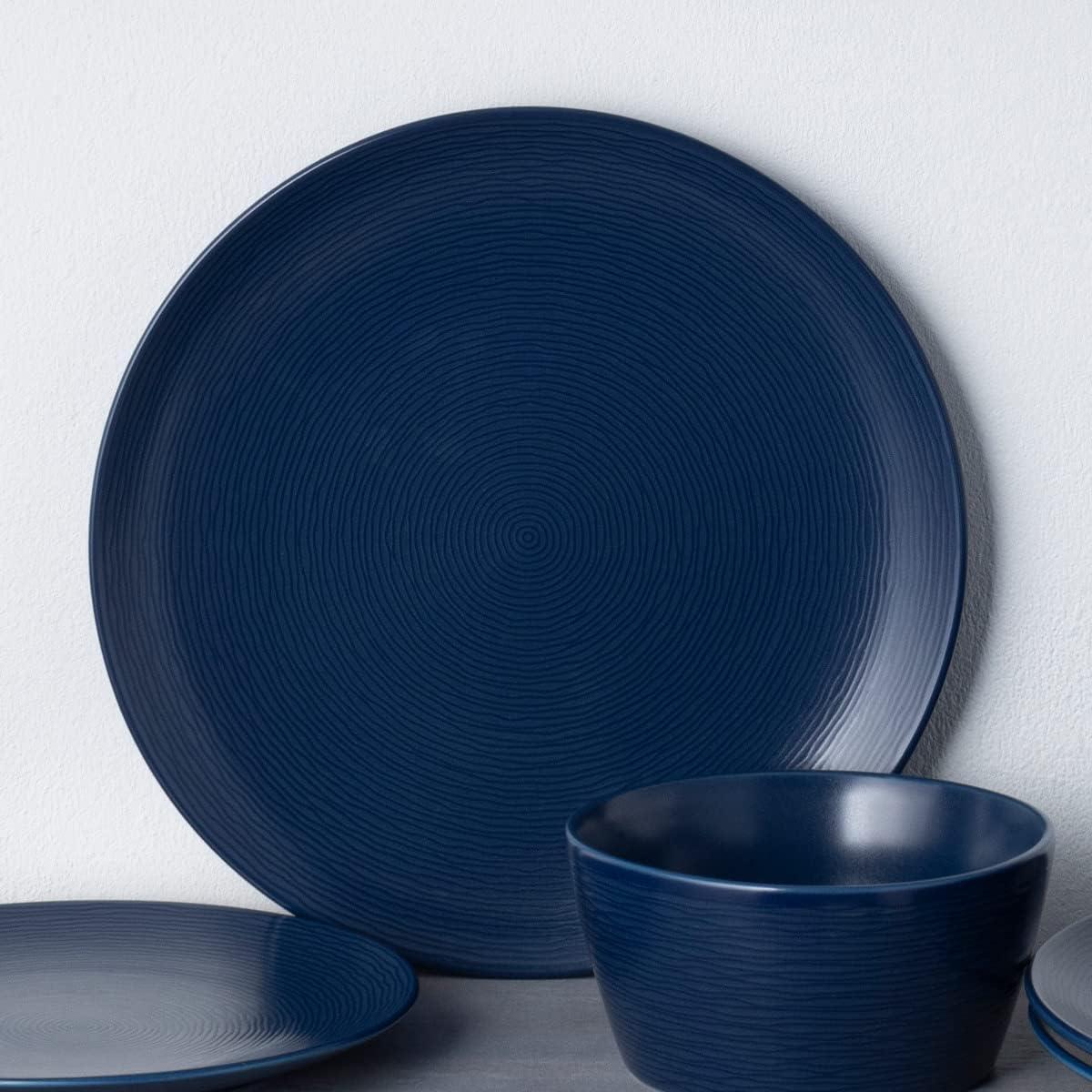 Navy Porcelain Textured Accent Dinner Plates, Set of 4