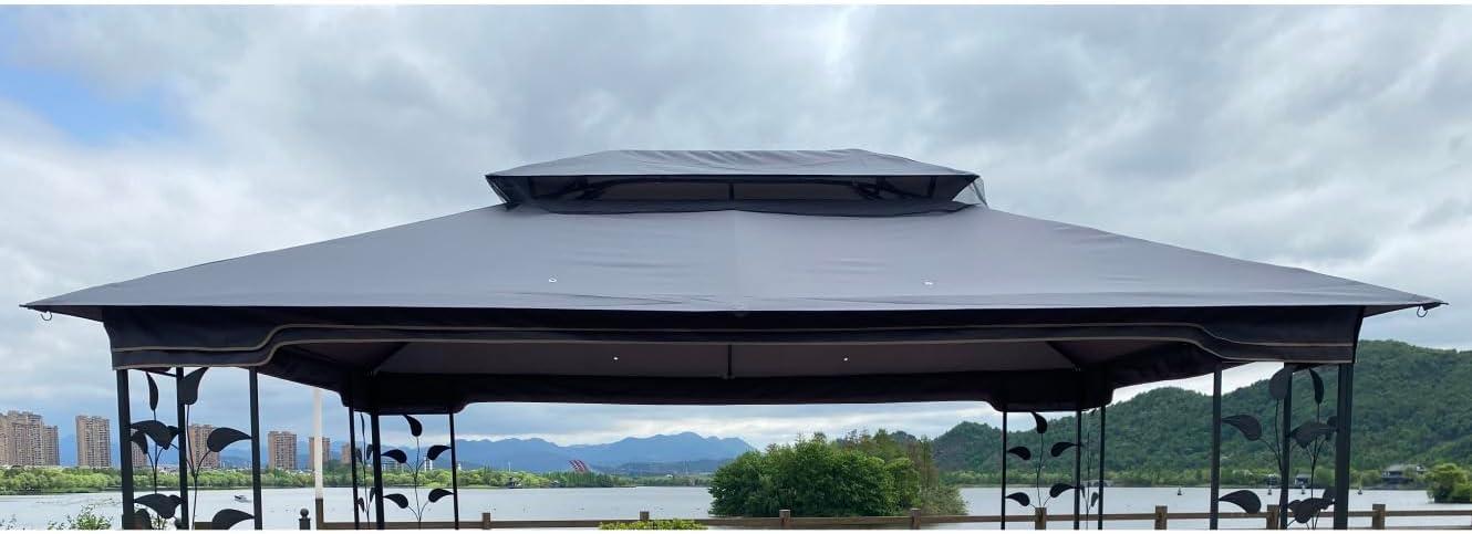 SHANRUGUOJI 13X10 Ft Patio Double Roof Gazebo Replacement Canopy Top Fabric