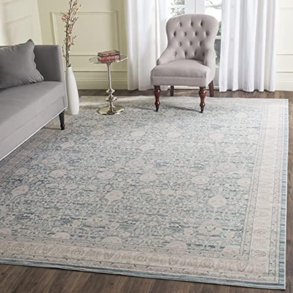 Elysian Blue & Grey 8' x 10' Hand-knotted Synthetic Area Rug