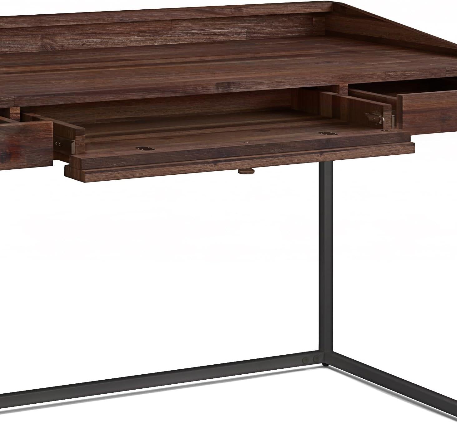 Simpli Home Ralston Solid Acacia Wood Desk In Distressed Charcoal Brown