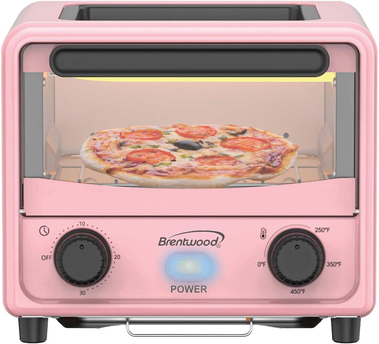 Brentwood 183-Cu. In. (3-L) 500-Watt Stainless Steel Mini Toaster Oven (Pink)