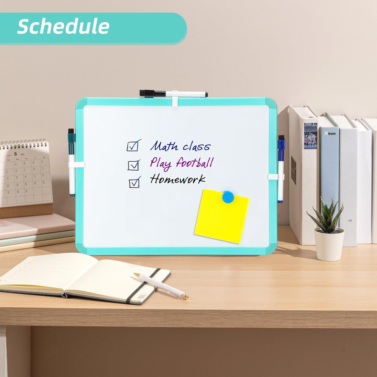 VUSIGN Small White Board Dry Erase, 14'' x 11'' Magnetic Dry Erase Board, Mini Whiteboard with Markers for Kids, Students, Fridge, Wall, Locker