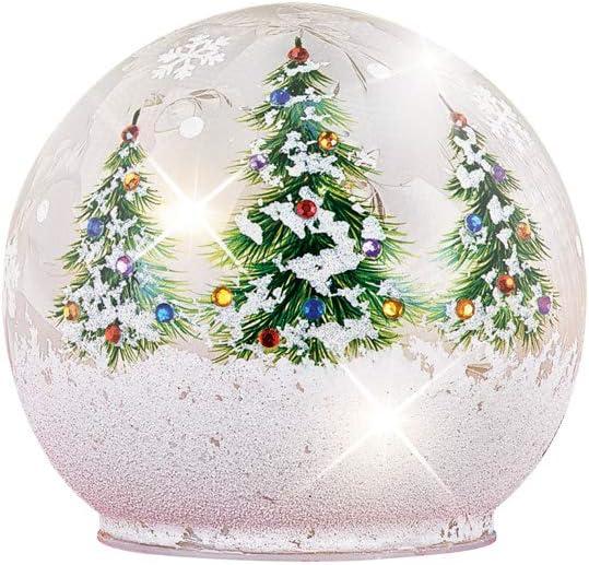 Collections Etc Lighted Christmas Tree Glass Ball Tabletop Décor