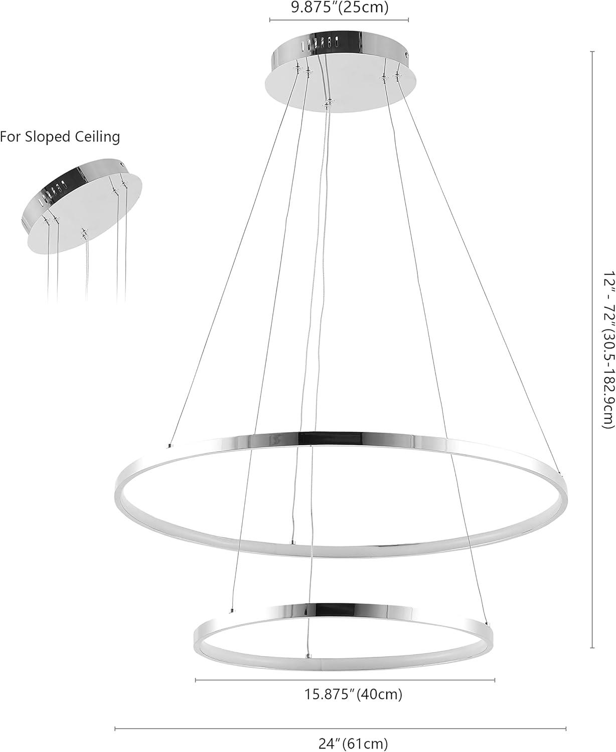 Brice 24″ 2-Light Modern Bohemian Iron Integrated LED Pendant, Chrome