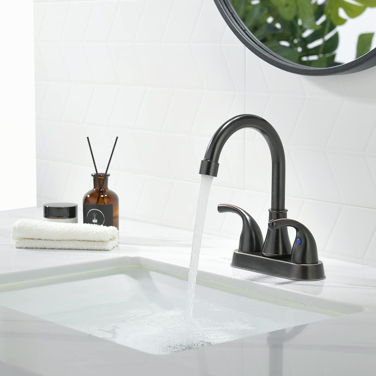 Centerset 2-handle Bathroom Faucet with Drain Assembly