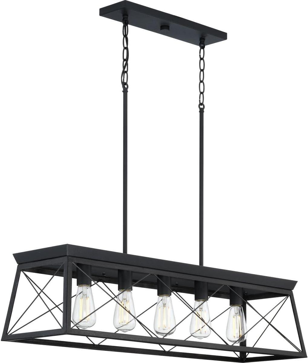 Progress Lighting Briarwood 5-Light Linear Chandelier, Textured Black, No Shade