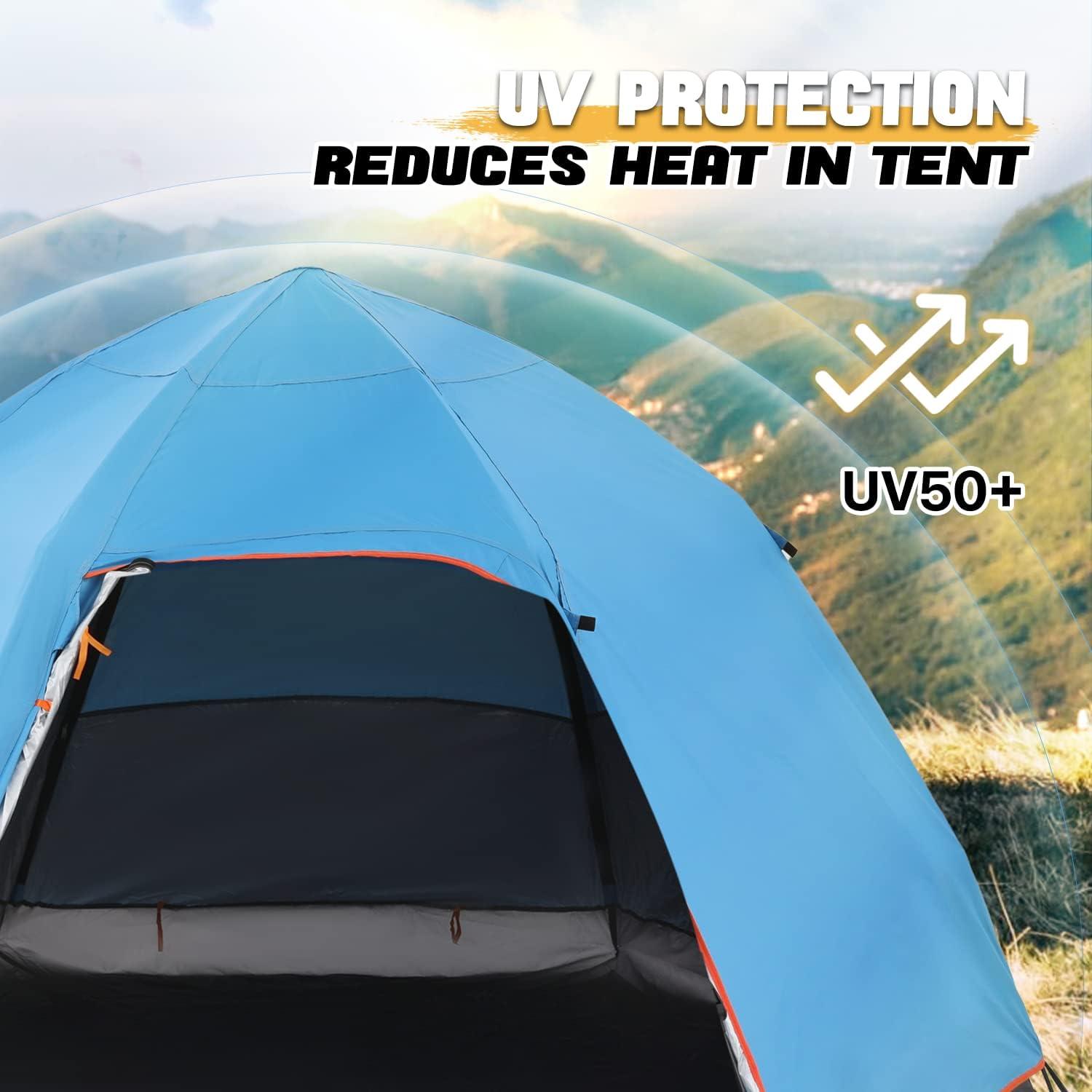 MoNiBloom Camping Tent 4 Person Dome Tent, Family Tent Backpacking Portable Tent for Beach Backpacking Hiking