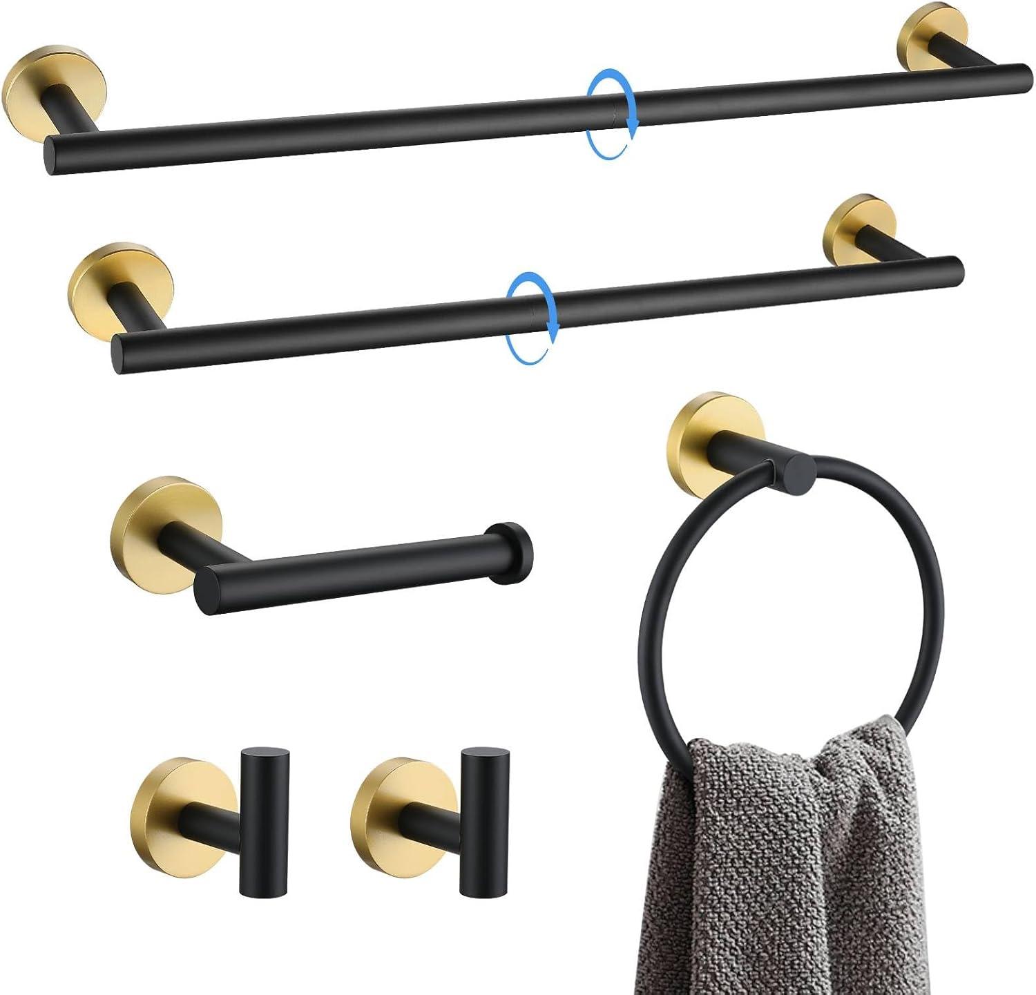 6 Pcs Bathroom Hardware Set Towel Bar Set