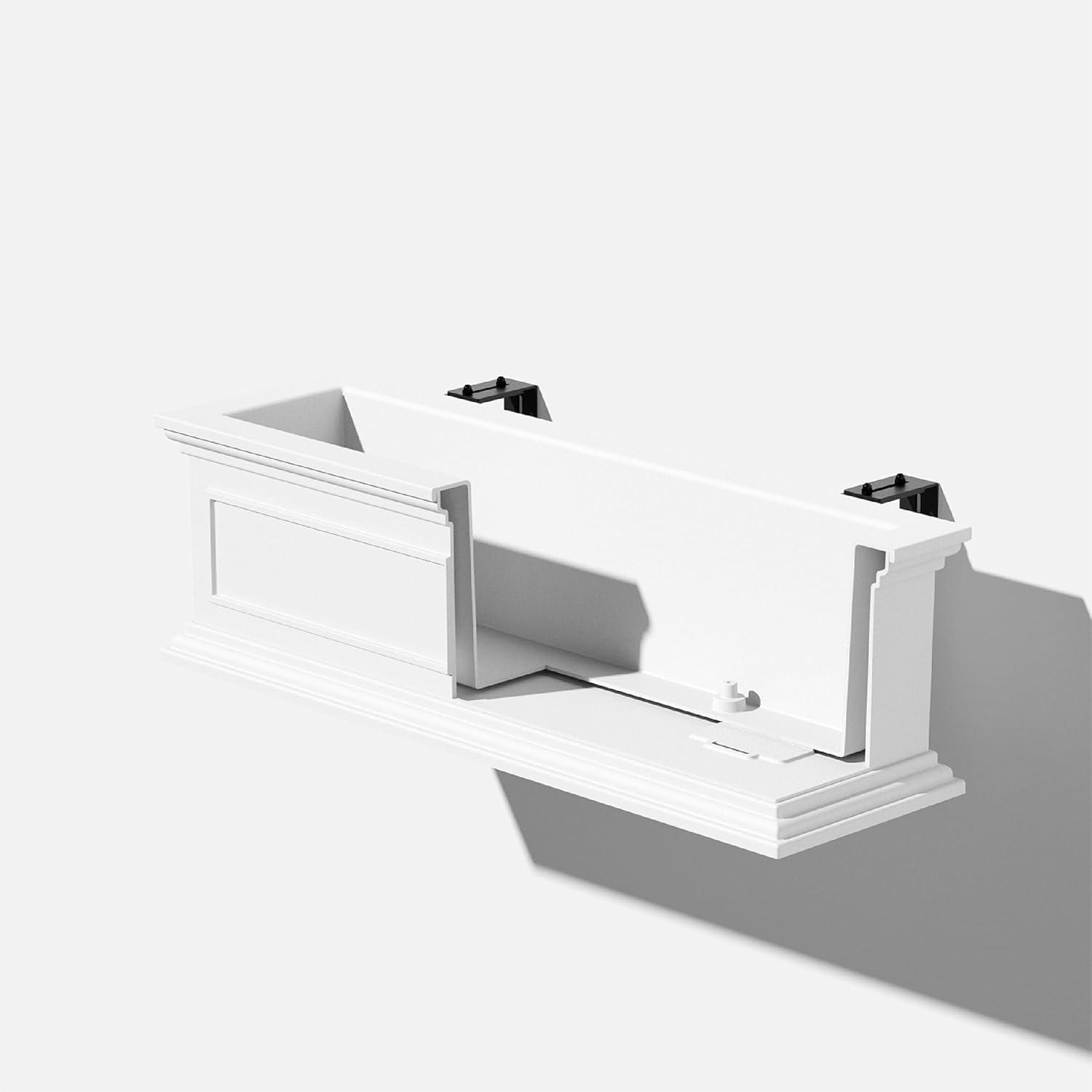 Veradek Brixton Railing Window Box 36" Plastic Planter - White