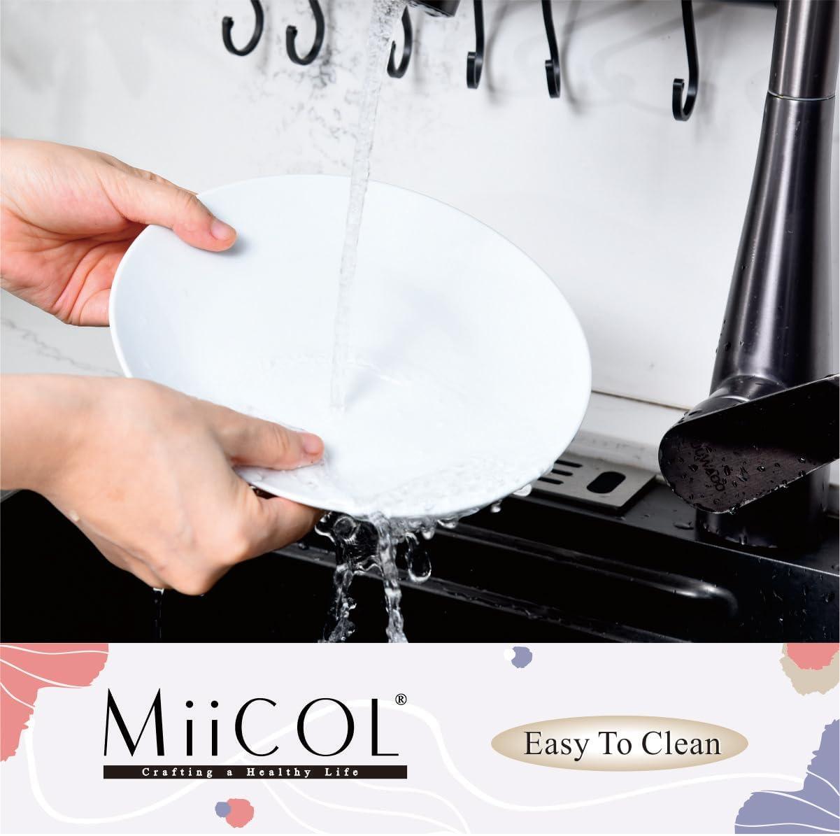 Miicol Ceramic Appetizer Plates Set of 6, White Dessert Plates 8 Inch, Small Dinner Plates, Modern Round Salad Plates, Porcelain Serving Dishes for Snack, Bread, Fruit, Microwave & Dishwasher Safe