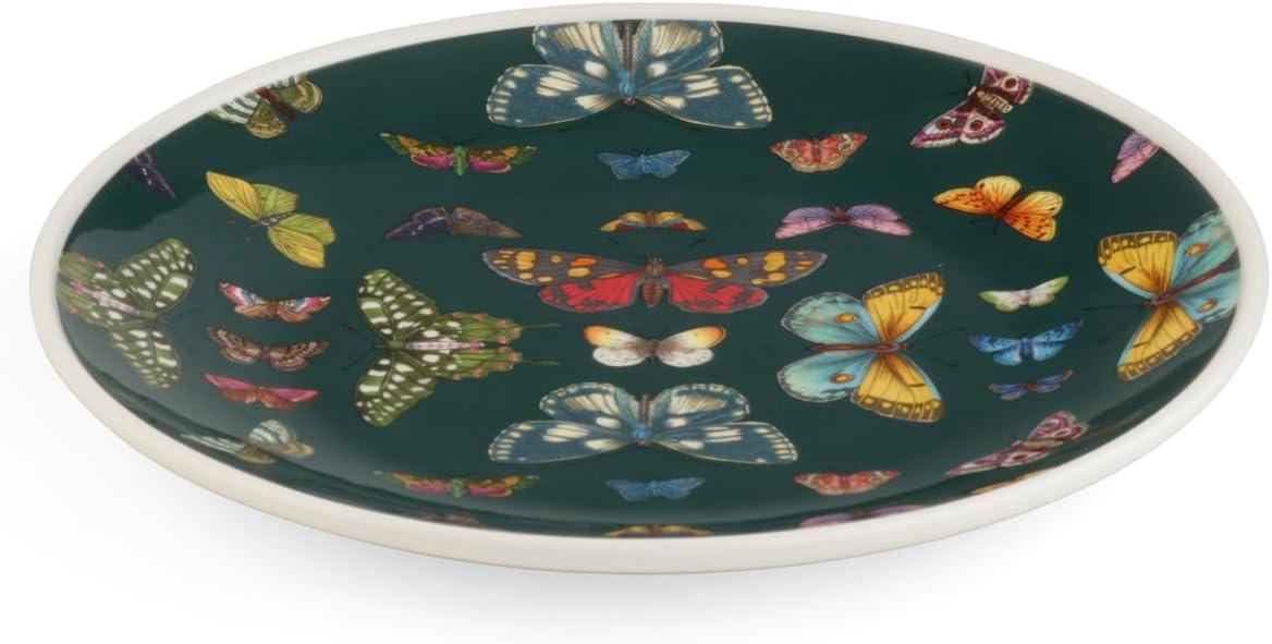 Green Porcelain Butterfly Accent 8.5" Coupe Plate