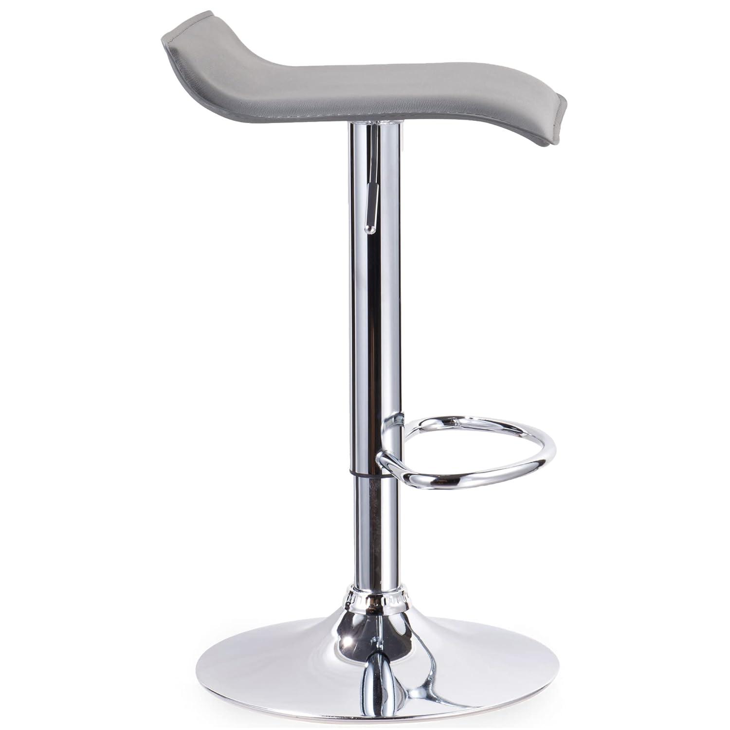Leick Home 10042GR Adjustable Swivel Stool with Chrome Base, Set of 2, Gray