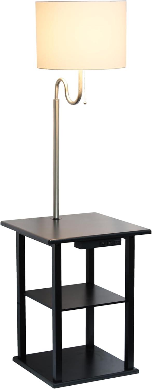 57" Modern 2-Tier End Table Floor Lamp Combination with 2 USB Charging Ports and Power Outlet - Simple Designs