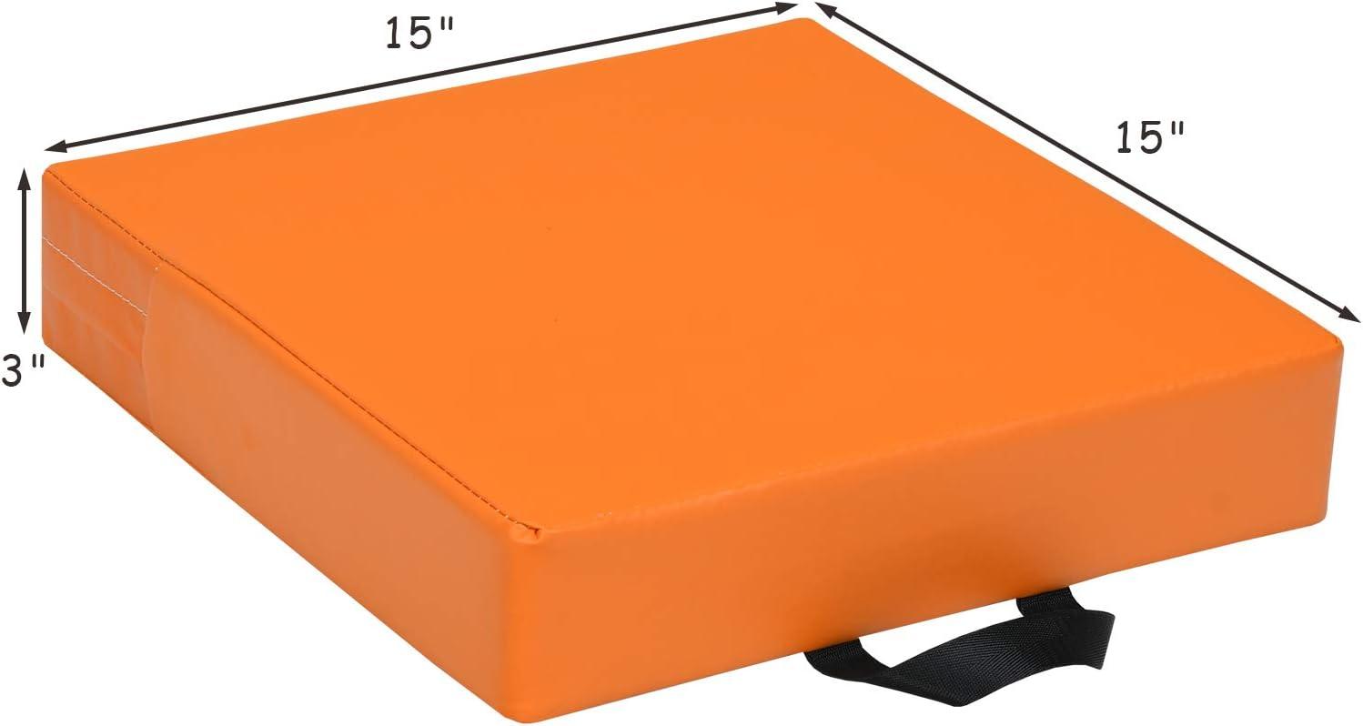 KOTEK 6 Pcs 15'' Kids Floor Cushions with Handles, 3'' Thick Foam Circle Floor Seats, Soft Flexible Seating for Classroom Elementary, School, Daycare, Kindergarten, Preschool, Playroom(Square, Red)