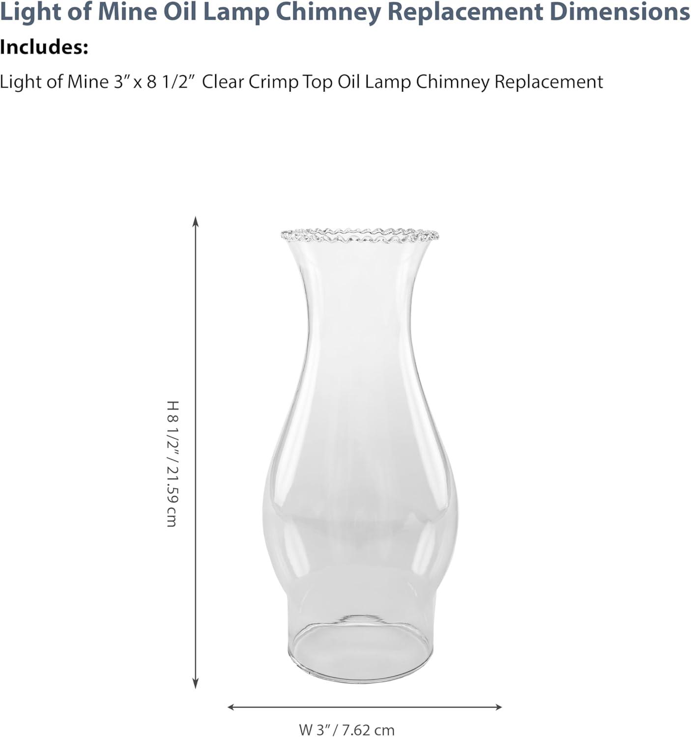 Light of Mine: 3" X 8.5" Crimp Top Oil Lamp Replacement Chimney (3" X 8 1/2")