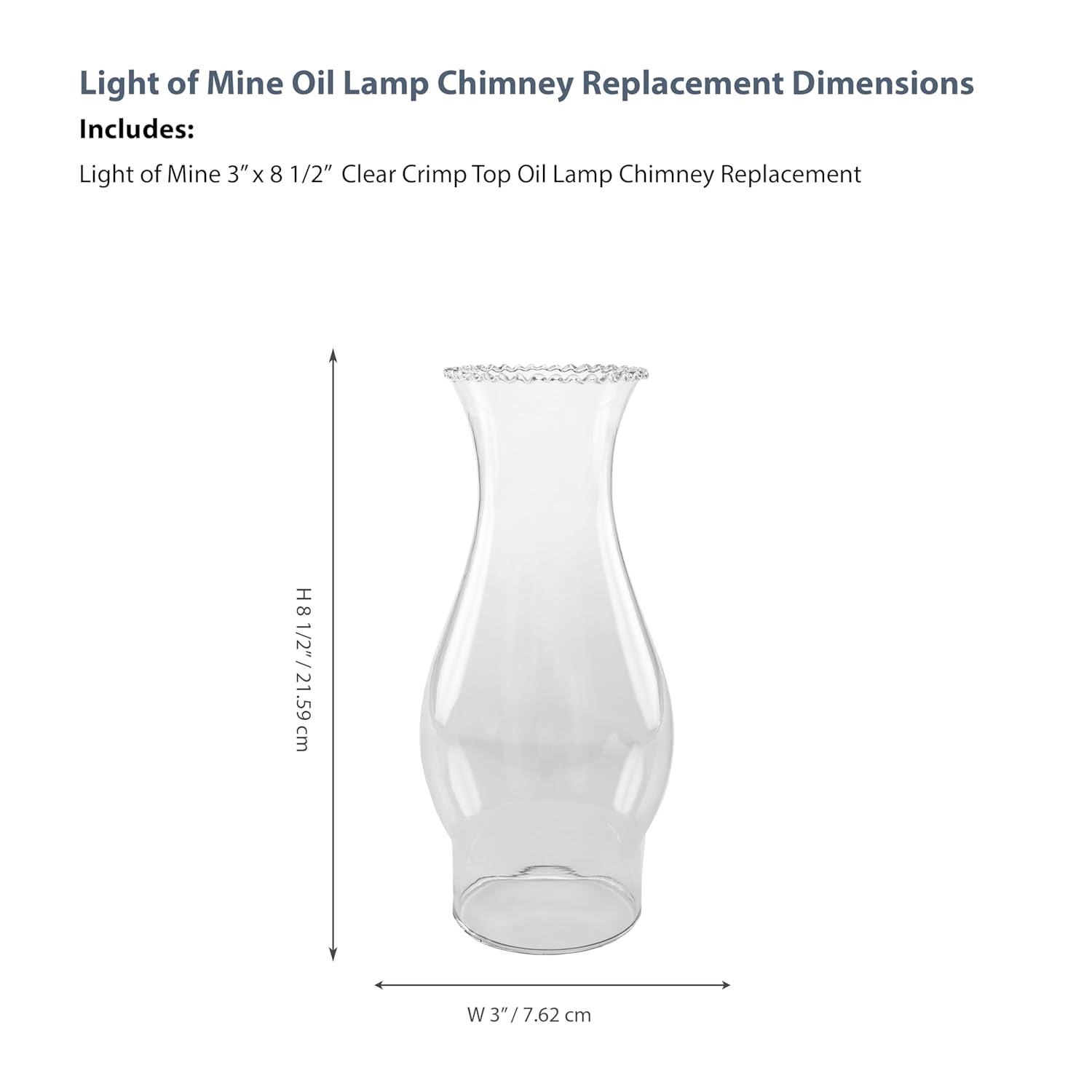 Light of Mine: 3" X 8.5" Crimp Top Oil Lamp Replacement Chimney (3" X 8 1/2")