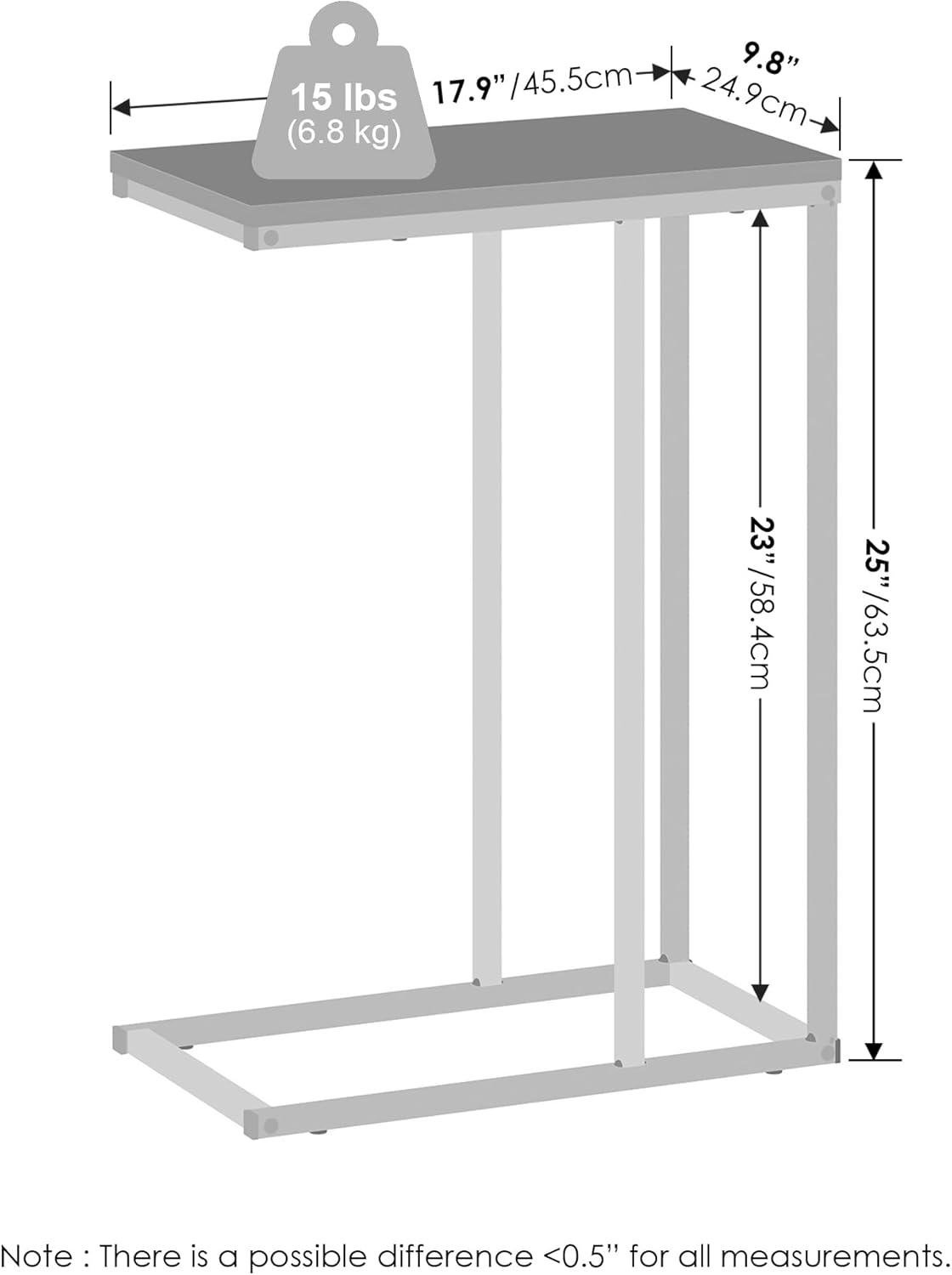 Columbia Walnut and Black Metal C-Shaped End Table