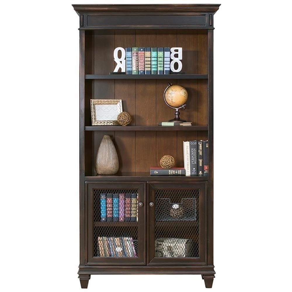 78" Hartford Bookcase with Lower Doors Brown - Martin Furniture: Metal Hardware, Wood Frame, No Assembly Required