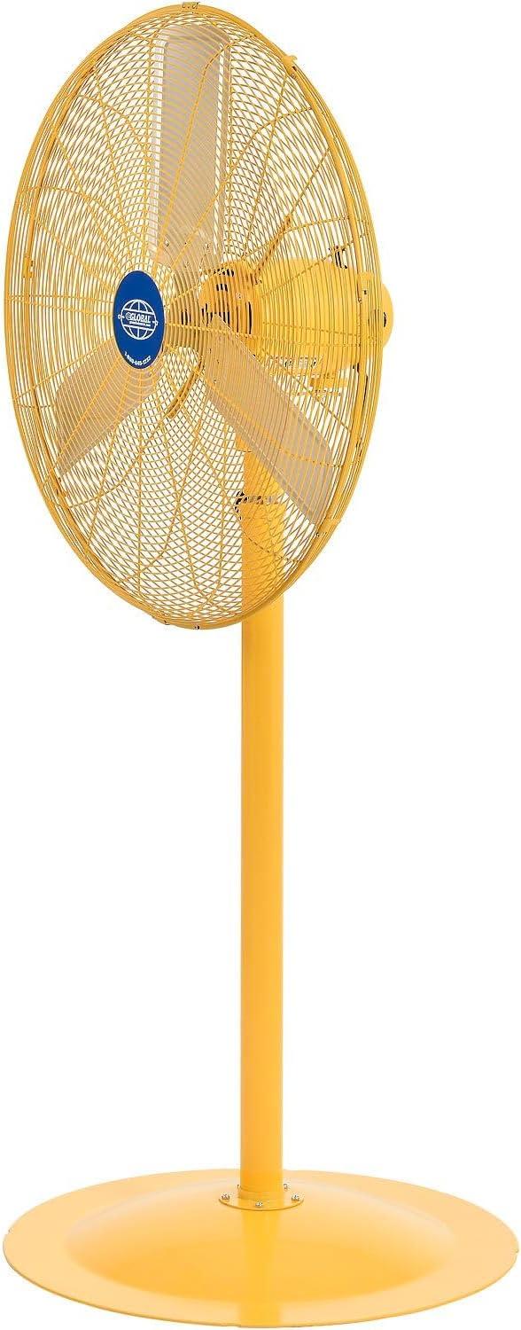 Global Industries Ventilador de Pedestal Oscilante de Lujo - Amarillo de Seguridad - 30 Pulgadas de Diámetro. - 0,5 Hp - 10000 Cfm
