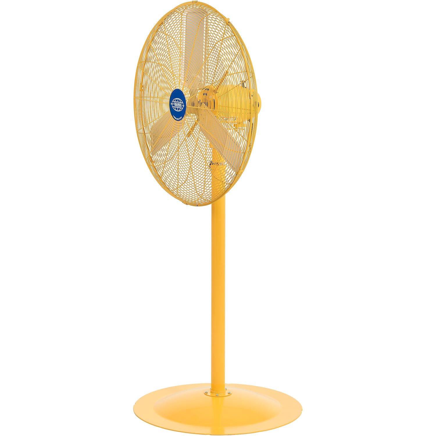 Global Industries Ventilador de Pedestal Oscilante de Lujo - Amarillo de Seguridad - 30 Pulgadas de Diámetro. - 0,5 Hp - 10000 Cfm
