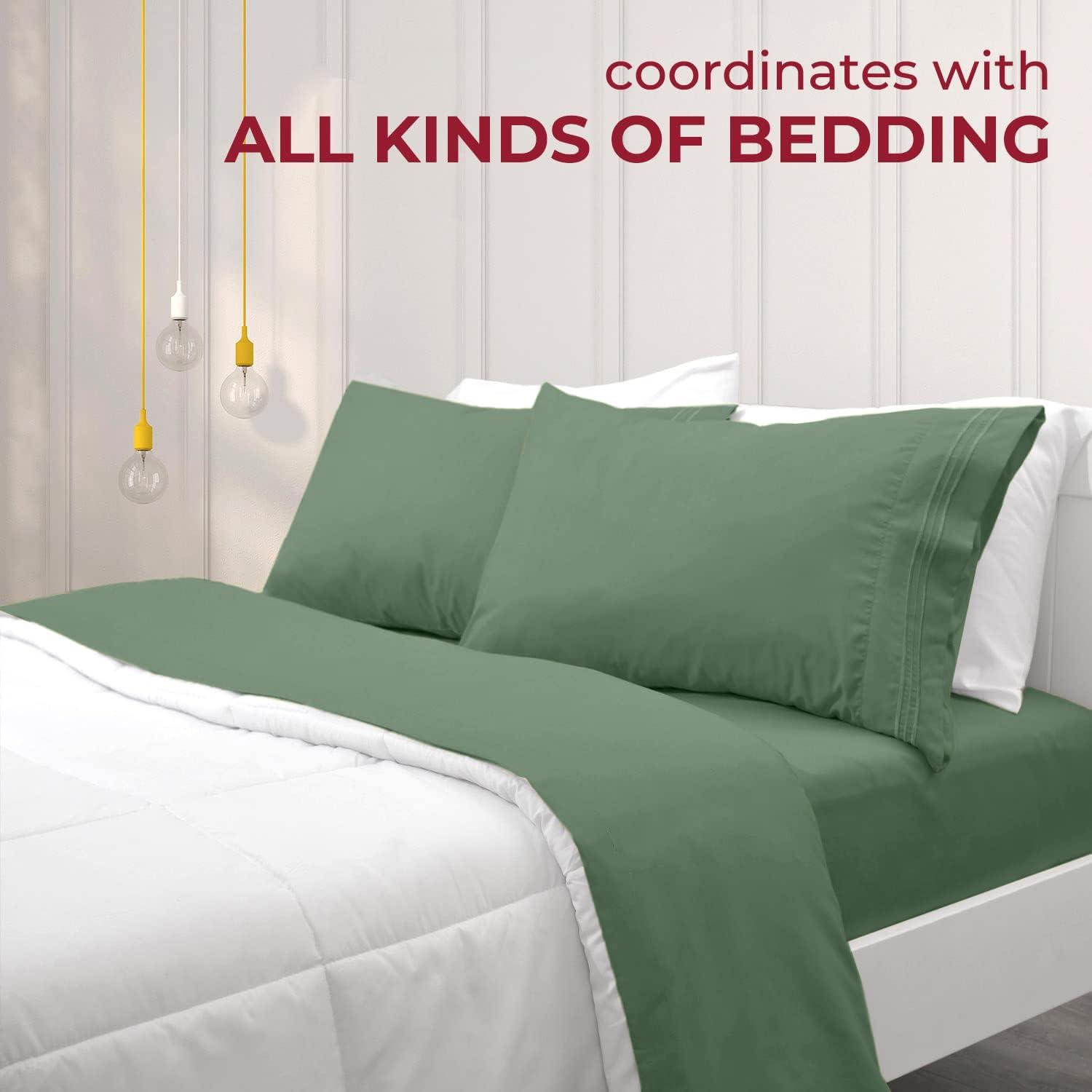 Mellanni Brushed Microfiber Pillowcase Set of 2, King, Sage