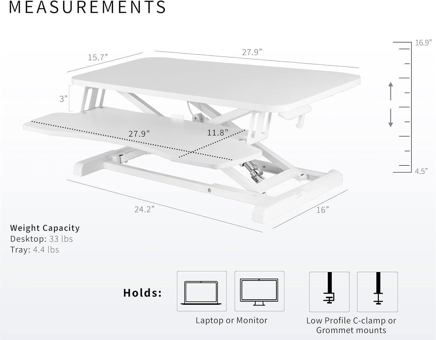 VIVO Height Adjustable Standing Desk Converter (DESK-V000K Series)