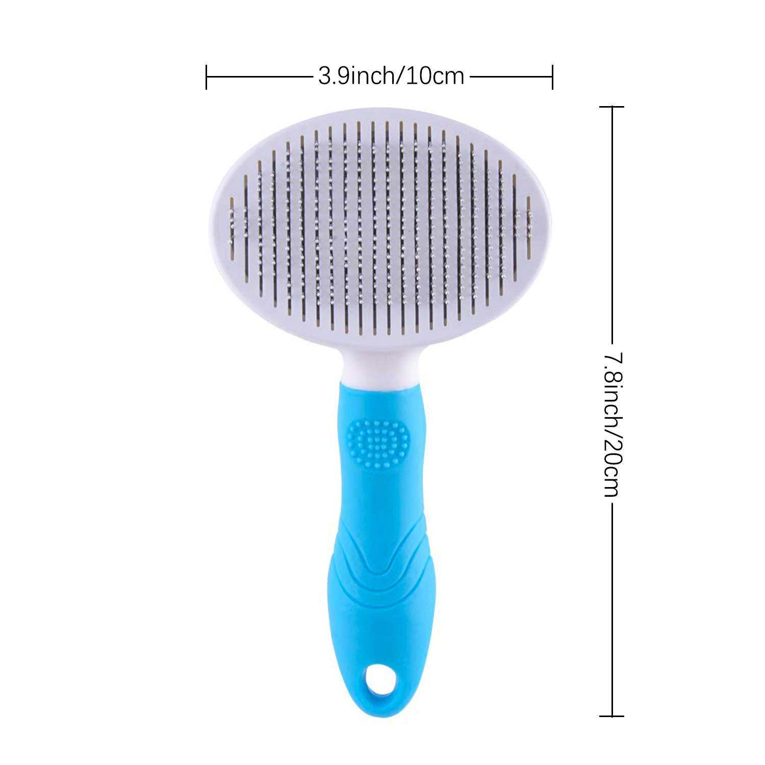 Cat Grooming Brush, Self Cleaning Slicker Brushes for Dogs Cats Pet Grooming Brush Tool Gently Removes Loose Undercoat, Mats Tangled Hair Slicker Brush for Pet Massage- Upgraded (BLUE)