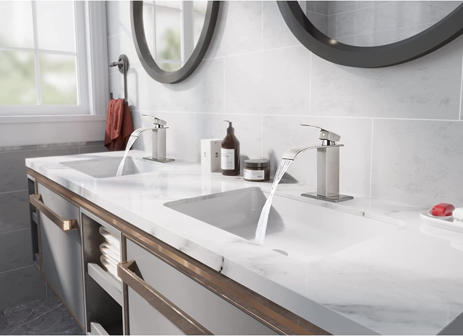 Waterfall Bathroom Faucet,Single Handle 1 Or 3 Hole Bathroom...