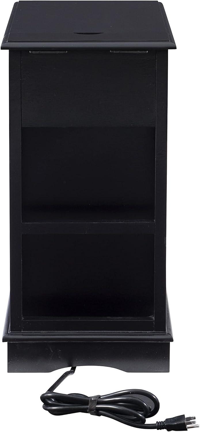 Powell Butler Accent Table with USB and Electrical Charging Station, Black