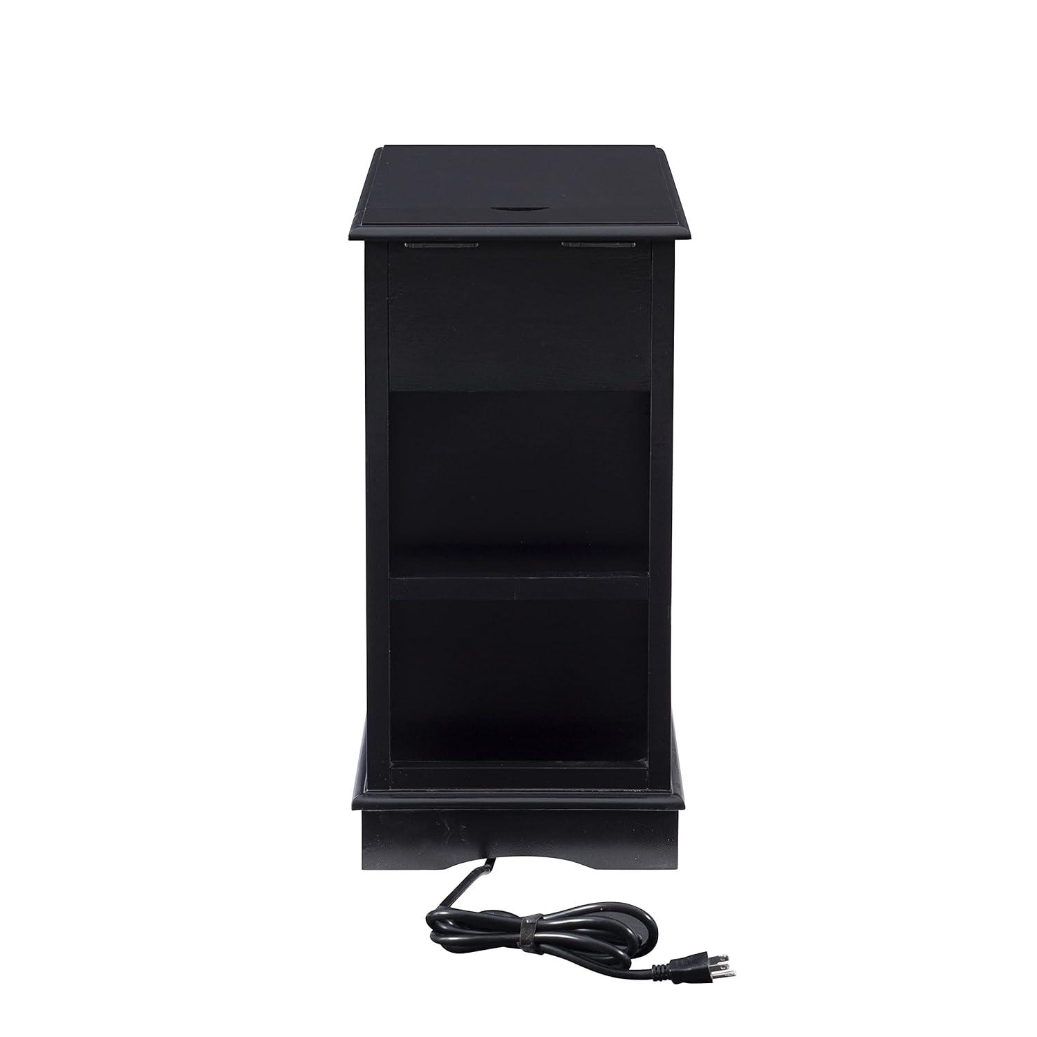 Powell Butler Accent Table with USB and Electrical Charging Station, Black
