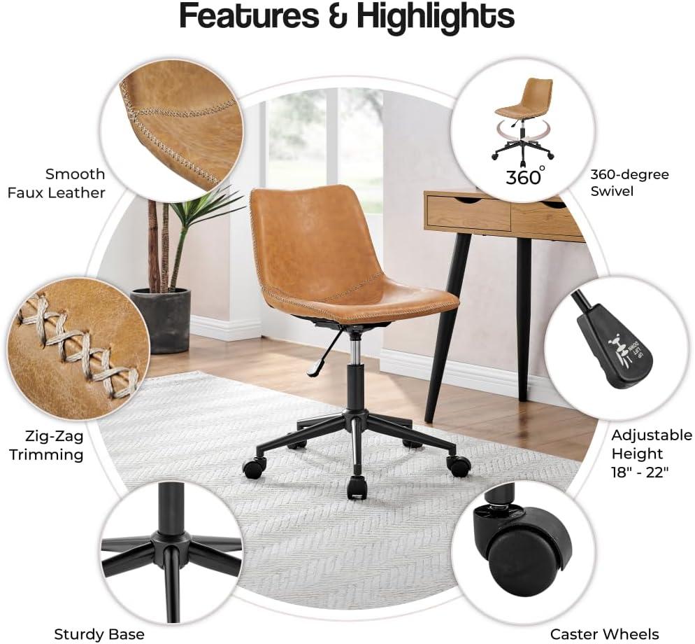 New Pacific Direct Clarke 22" PU and Plywood Swivel Office Chair in Yellow