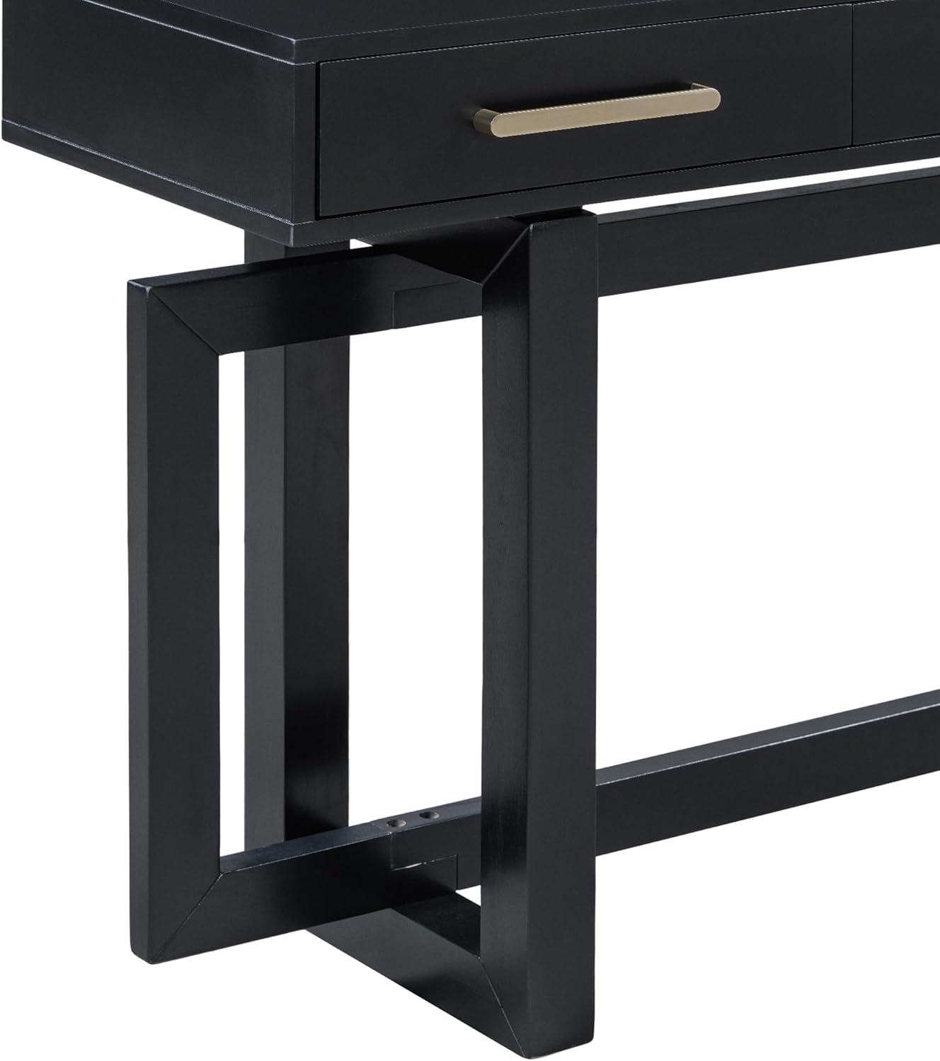 57"W Elegant Console Table with 3 Drawers and Irregular Legs, Extra Long Entryway Table, Black 4B - ModernLuxe