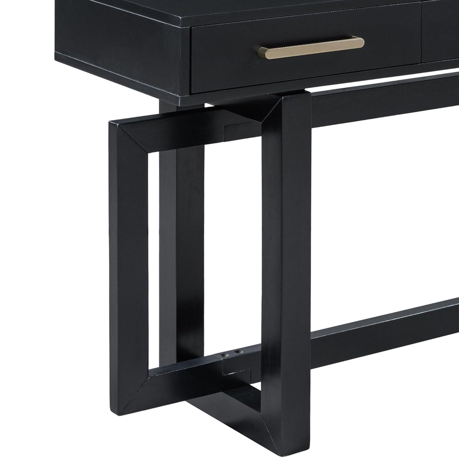 57"W Elegant Console Table with 3 Drawers and Irregular Legs, Extra Long Entryway Table, Black 4B - ModernLuxe