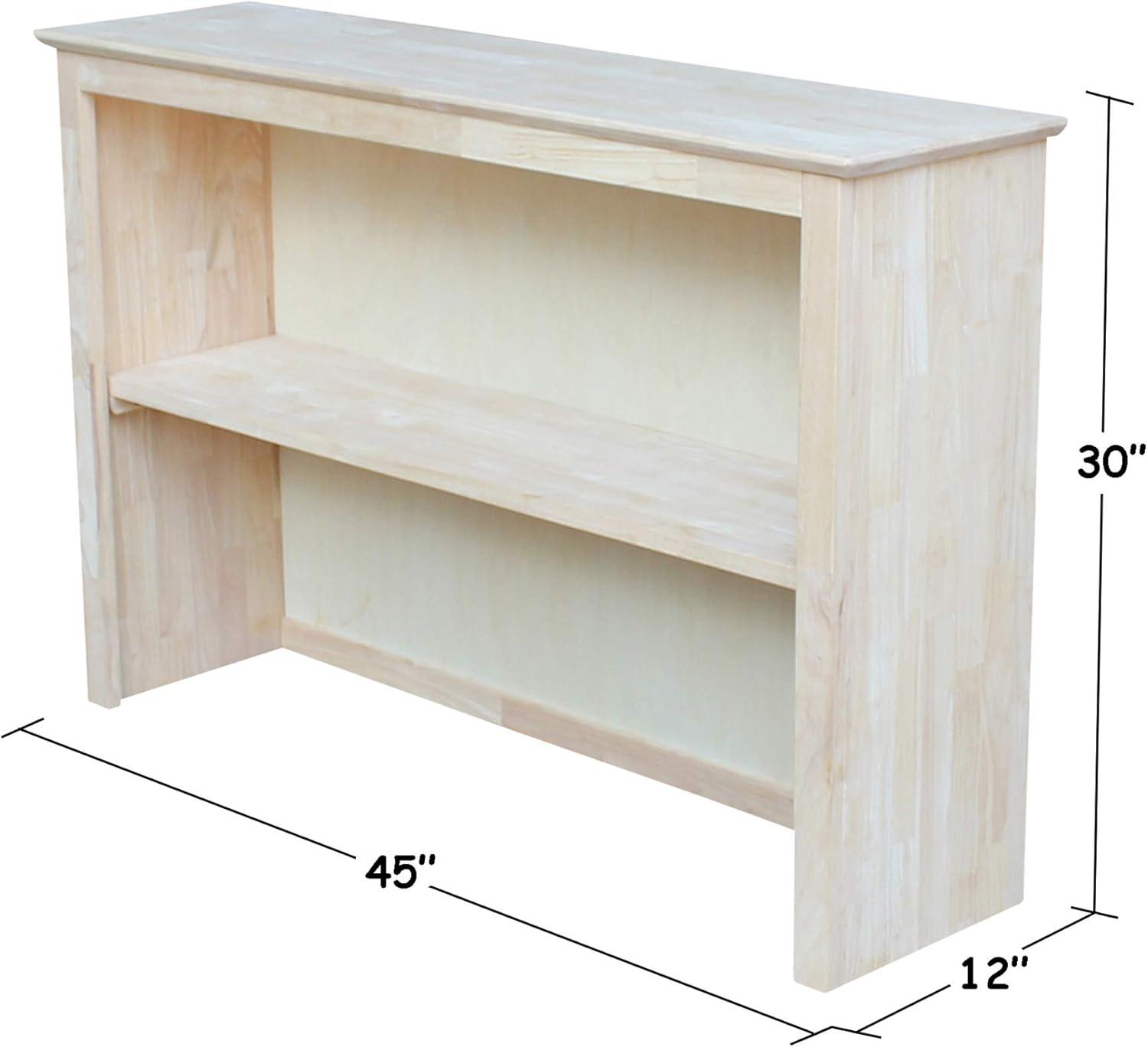 Hutch For Brooklyn Desk Unfinished - International Concepts: Hardwood, Fixed Shelf, 45"x30"