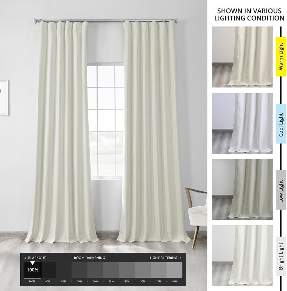 HPD Half Price Drapes Vintage Blackout Curtains for Bedroom - 120 Inches Long Thermal Cross Linen Weave Full Light Blocking 1 Panel Blackout Curtain, (50W x 120L), Starlight Off White