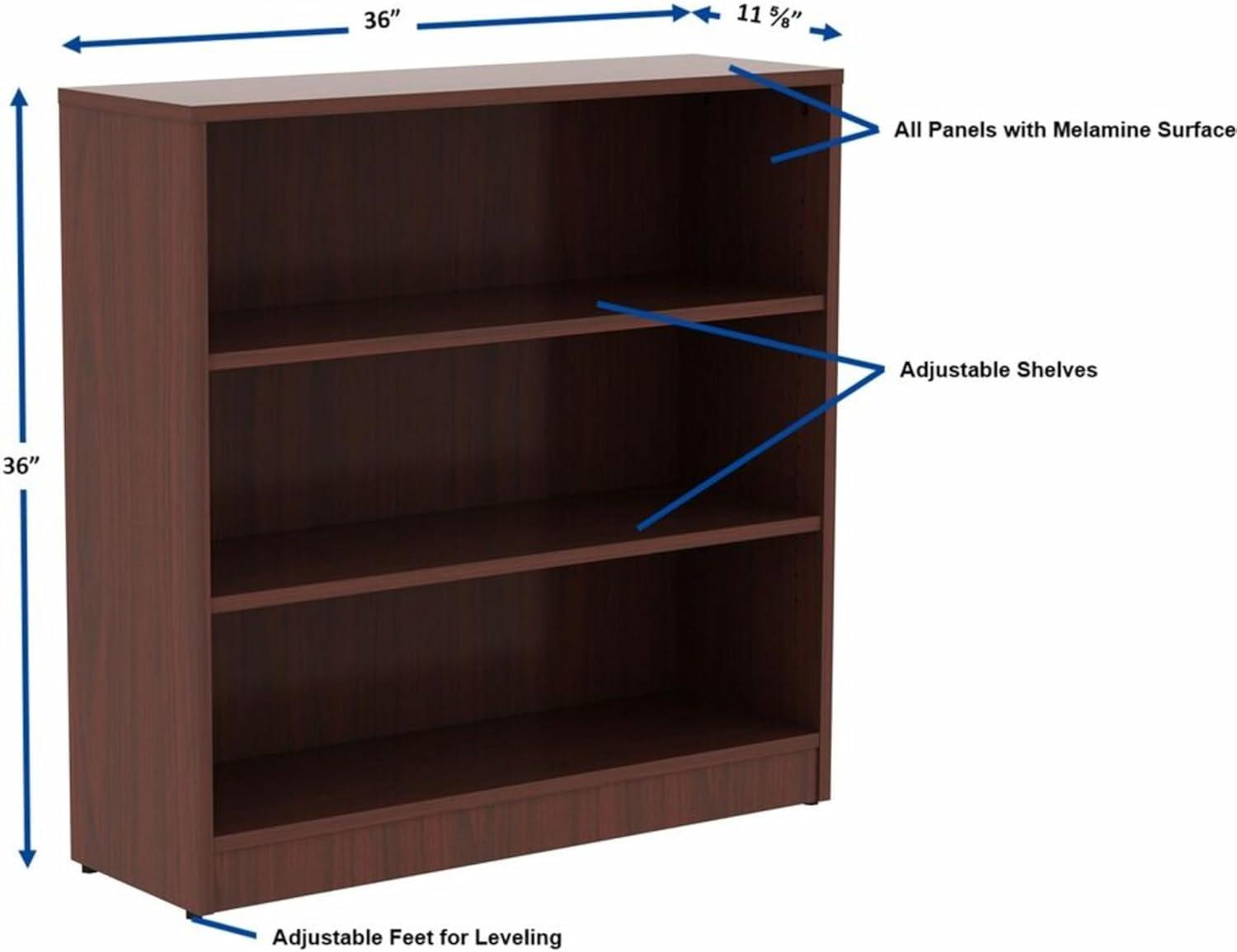 Lorell, Mahogany Laminate Bookcase, 1 Each, Mahogany