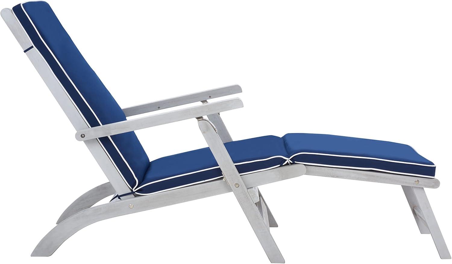 Palmdale Lounge Chair - Outdoor - PAT7015 - Grey/Navy -Safavieh